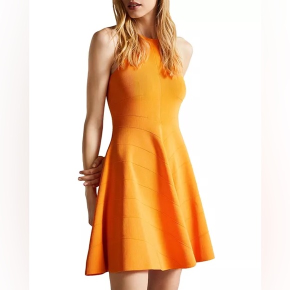 Ted Baker London Salny Knit Sleeveless Mini Dress Orange Womens Size TB 4/US 10 - Picture 1 of 13